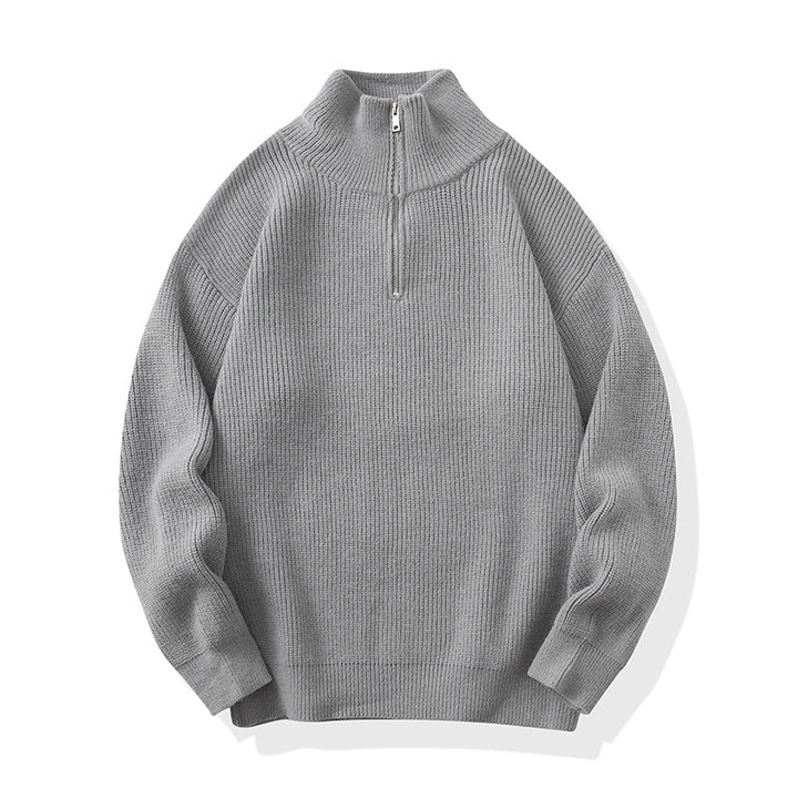 Women's High-Quality Knit Sweater with Stand-Up Collar and Zipper Mune Fashion
