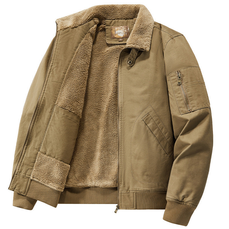 Men's teddy-lined pilot bomber jacket with sherpa lining and arm pocket Mune Fashion