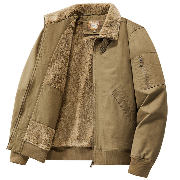Men's teddy-lined pilot bomber jacket with sherpa lining and arm pocket Mune Fashion