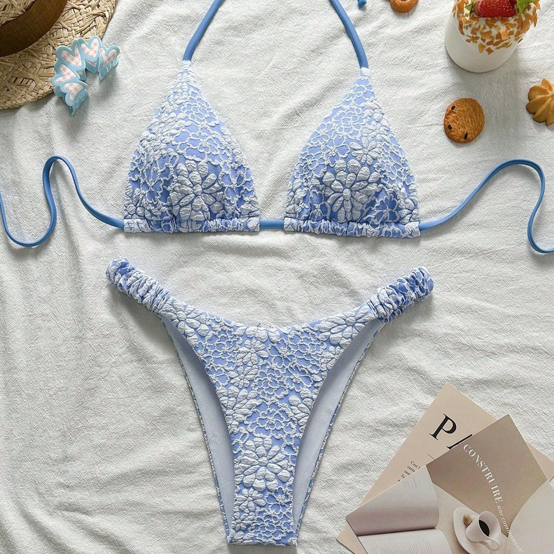Women Flower-Decorated Triangle Bikini Mune Fashion