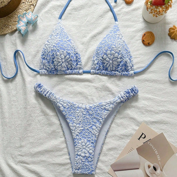 Women Flower-Decorated Triangle Bikini Mune Fashion