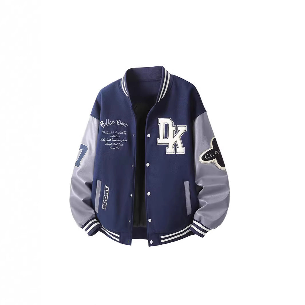 Men's Retro College Varsity Jacket with Quilted Thermal Lining and Applications Mune Fashion