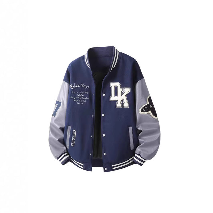 Men's Retro College Varsity Jacket with Quilted Thermal Lining and Applications Mune Fashion