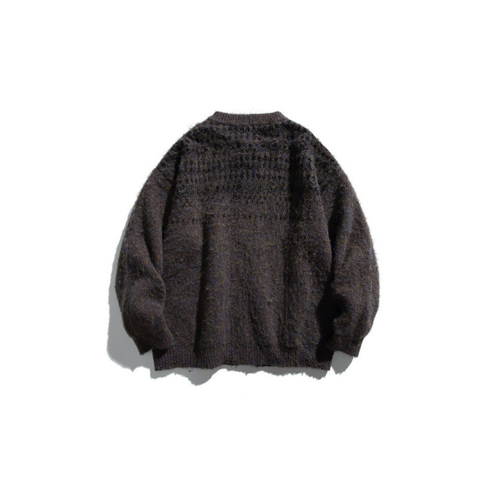 Women's Chunky Knit Oversized Cardigan in Mohair Look with Round Neckline and Button Placket Mune Fashion