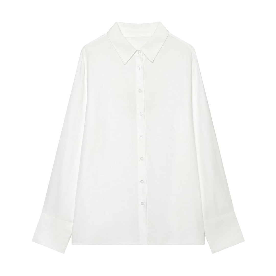 Women’s oversized shirt blouse made of poplin with extended cuffs Mune Fashion