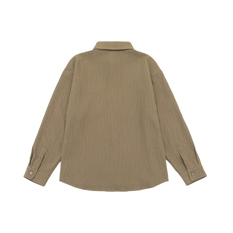 Unisex Textured Oversized Shirt Jacket with Waffle Structure and Chest Pocket Mune Fashion