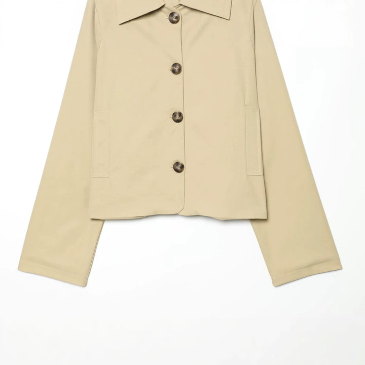 Ladies Cropped Transition Jacket with Raglan Sleeves and Horn Button Placket Mune Fashion