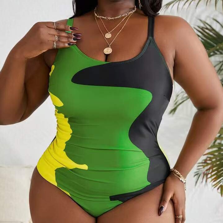 Women's One-Piece Swimsuit with Modern Camouflage Design Mune Fashion