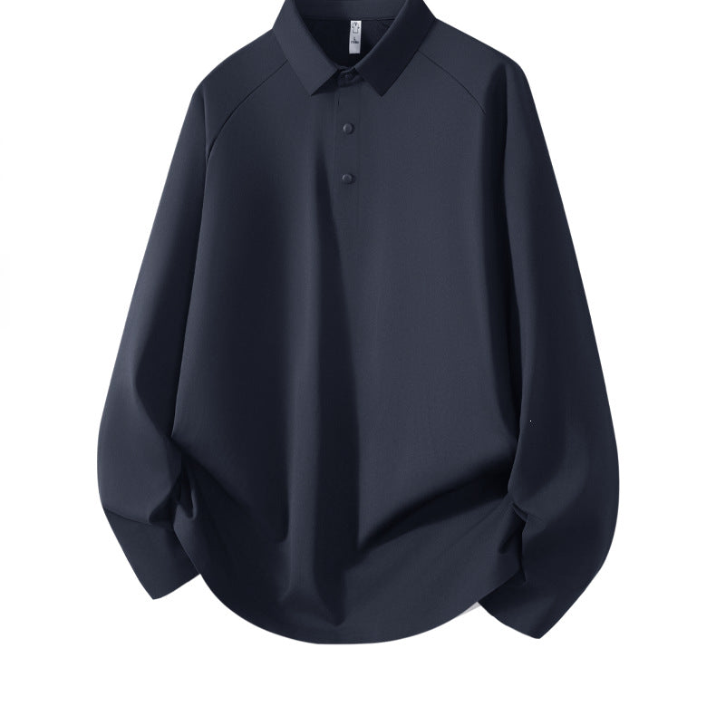 Men's Long Sleeve Polo Shirt made of technical stretch with shirt collar & half-button placket Mune Fashion