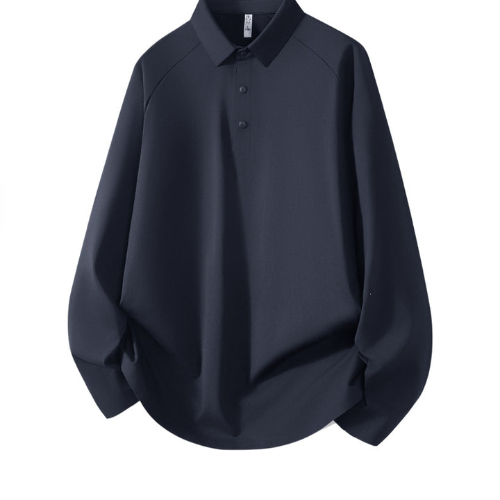 Men's Long Sleeve Polo Shirt made of technical stretch with shirt collar & half-button placket Mune Fashion
