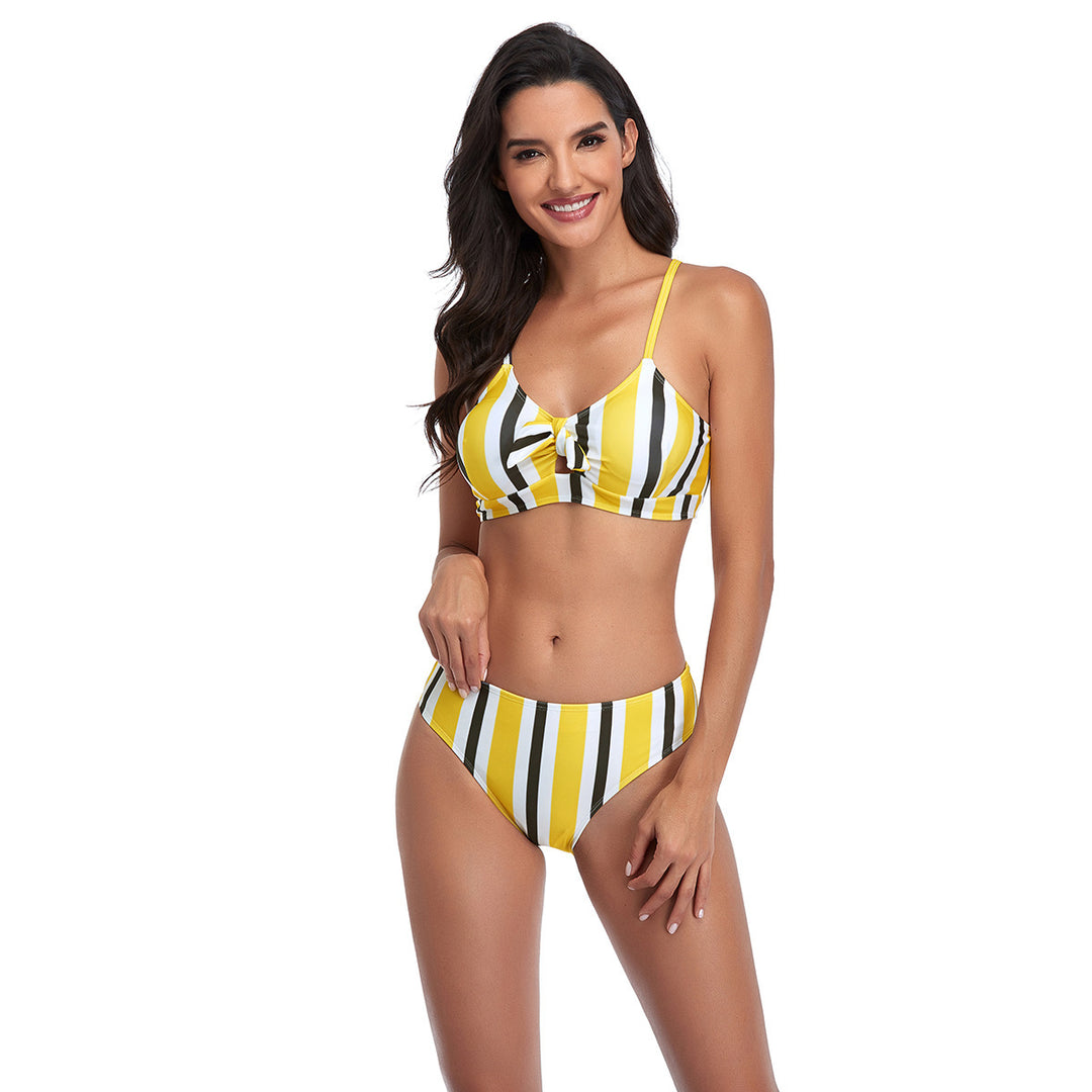 Women Triangle Bikini Set with Playful Knot Design Mune Fashion