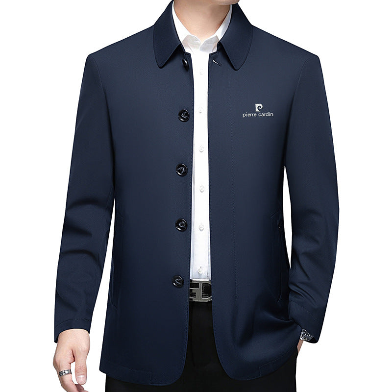 Men’s Lightweight Single-Breasted Short Coat in Business Travel Style with Kent Collar Mune Fashion