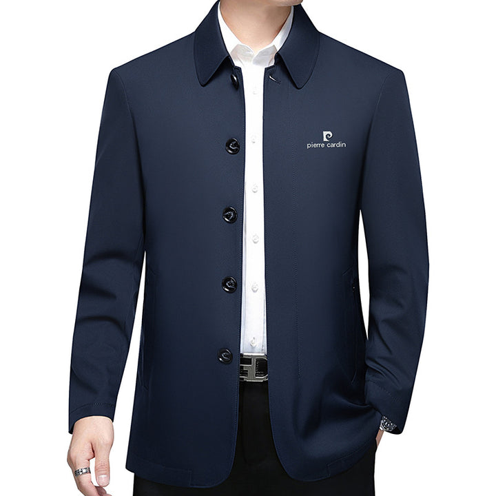 Men’s Lightweight Single-Breasted Short Coat in Business Travel Style with Kent Collar Mune Fashion