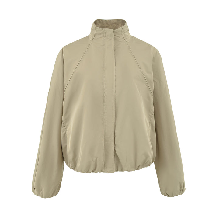 Women's Lightweight Rain and Wind Jacket with Stand Collar, Concealed Zipper and Elastic Hem Mune Fashion
