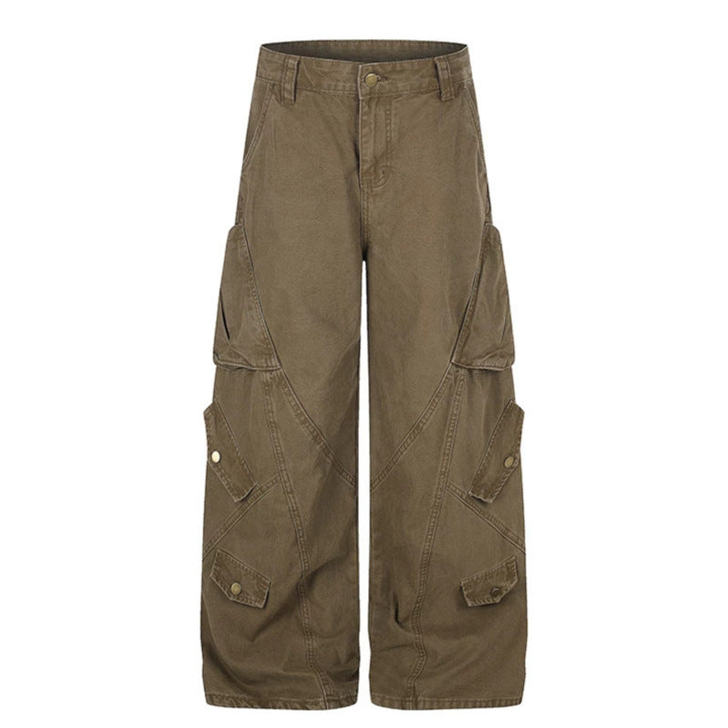 Women Wide High-Waist Cargo Culotte Pants with Multi-Pockets Mune Fashion