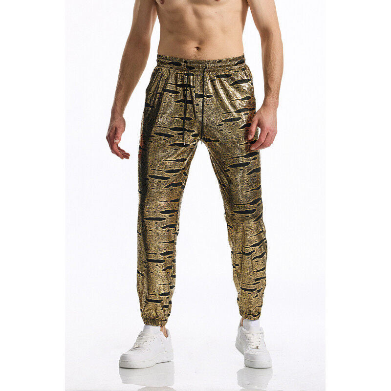Men's Glamorous Jogging Pants with Metallic Check, Elastic Waistband and Slim Silhouette Mune Fashion
