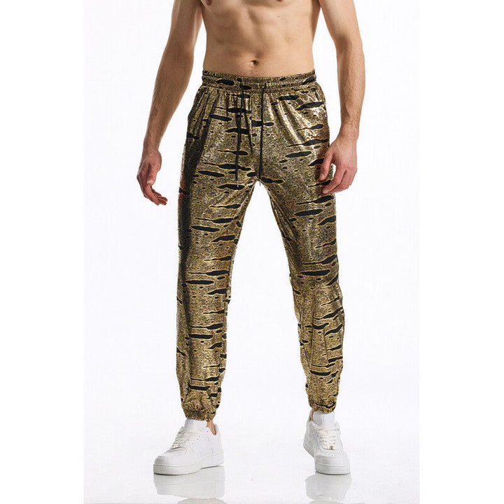 Men's Glamorous Jogging Pants with Metallic Check, Elastic Waistband and Slim Silhouette Mune Fashion