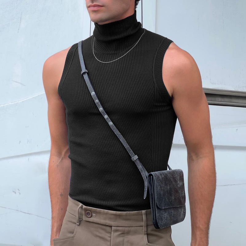Women's sleeveless turtleneck top made of textured cotton blend Mune Fashion