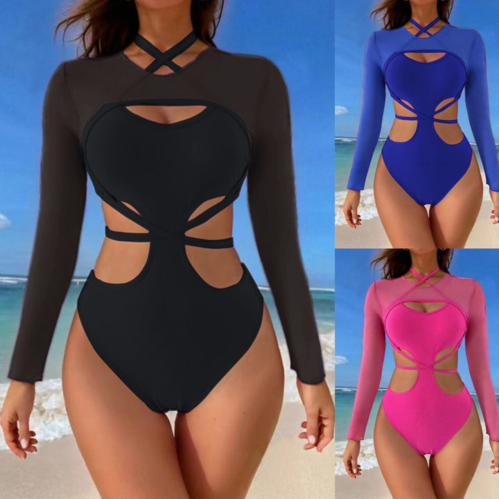 Women's Sporty Tankini Set with Transparent Top and Stylish Cut Mune Fashion