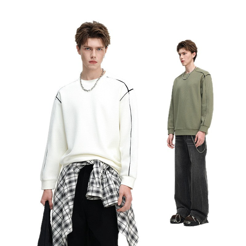 Men's Oversize Ribbed Long Sleeve Shirt with Contrast Seams Mune Fashion
