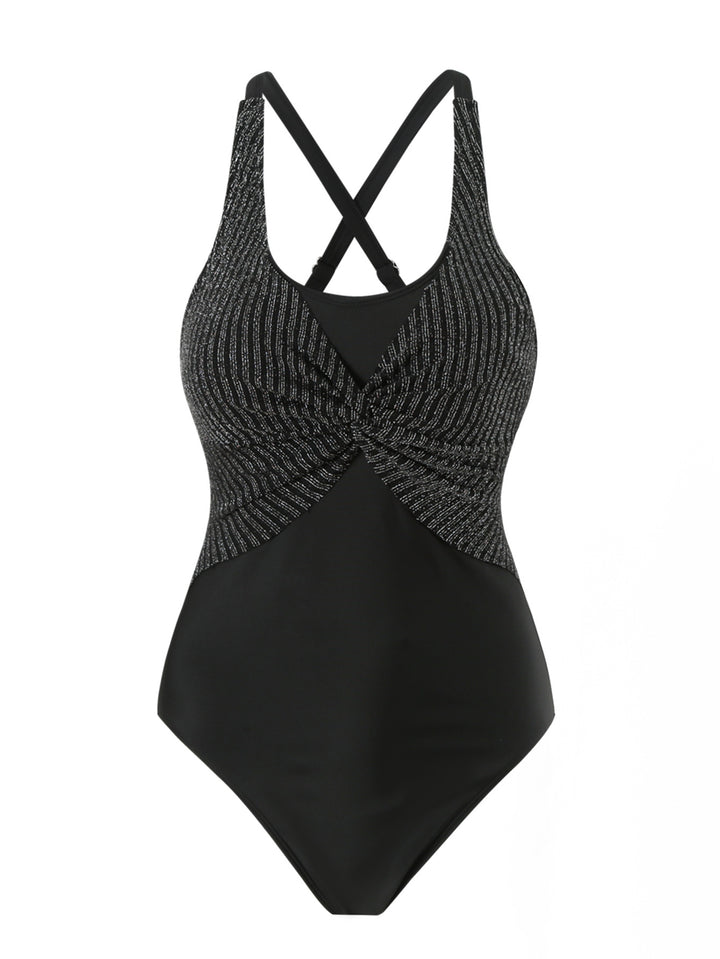 Ladies Elegant One-Piece Swimsuit with Decorative Cross Straps Mune Fashion