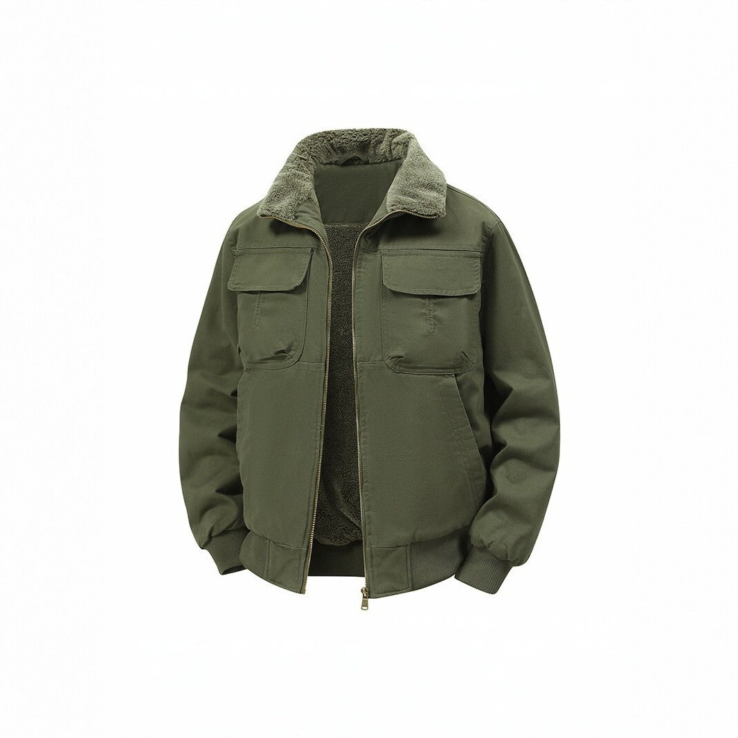 Men's thermo bomber jacket with full zip, sherpa collar, and utility pockets Mune Fashion