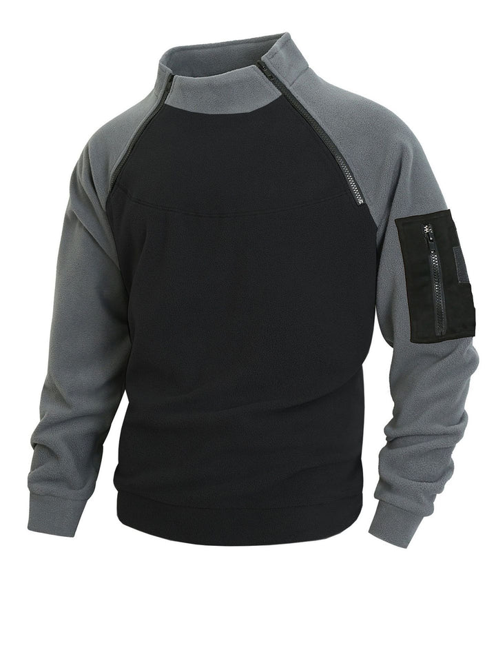 Men's nan technical fleece half-zip pullover with asymmetric shoulder zippers and zippered arm pocket Mune Fashion