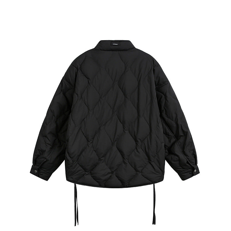 Men's Short Quilted Oversized Insulation Jacket with Diamond Quilting Mune Fashion