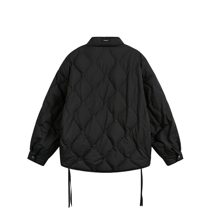 Men's Short Quilted Oversized Insulation Jacket with Diamond Quilting Mune Fashion
