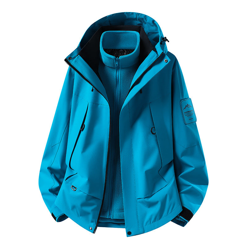 Unisex waterproof two-layer softshell rain jacket with removable fleece lining and hood Mune Fashion