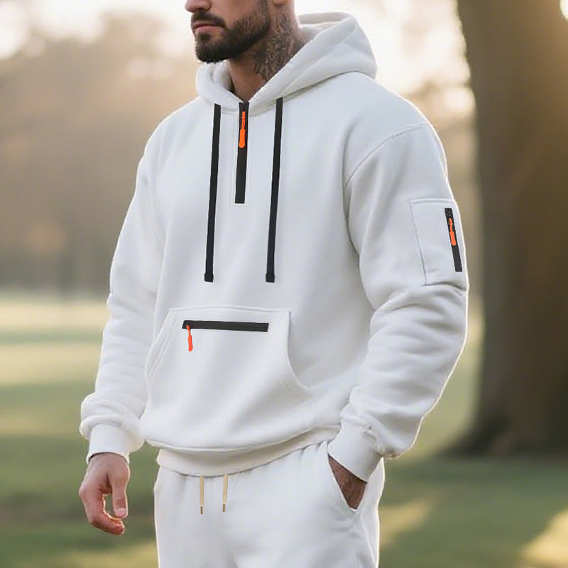 Men's functional hoodie with short front zipper, water-repellent zippers, and utility arm pocket Mune Fashion