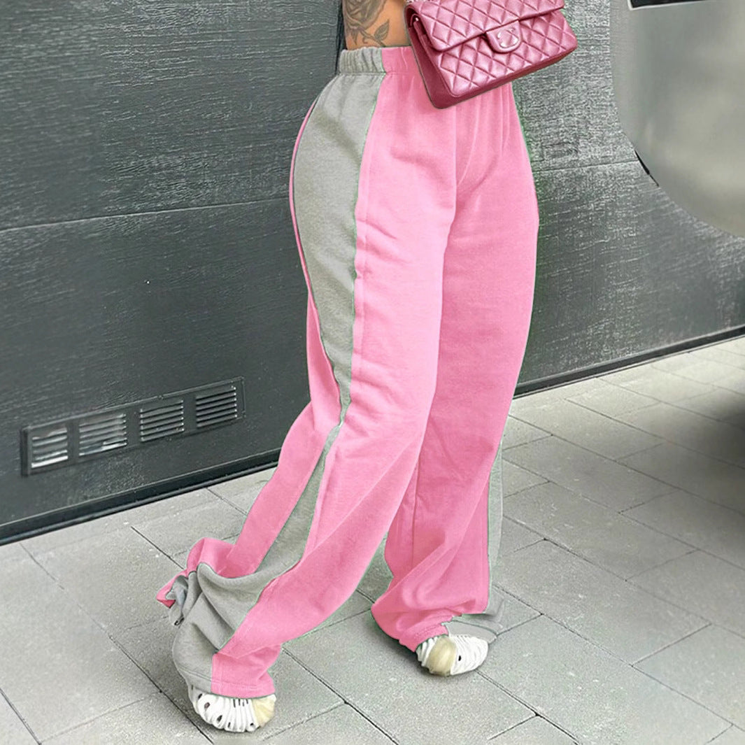 Women's Sporty Jogging Pants with Side Slit and Contrast Insert Mune Fashion