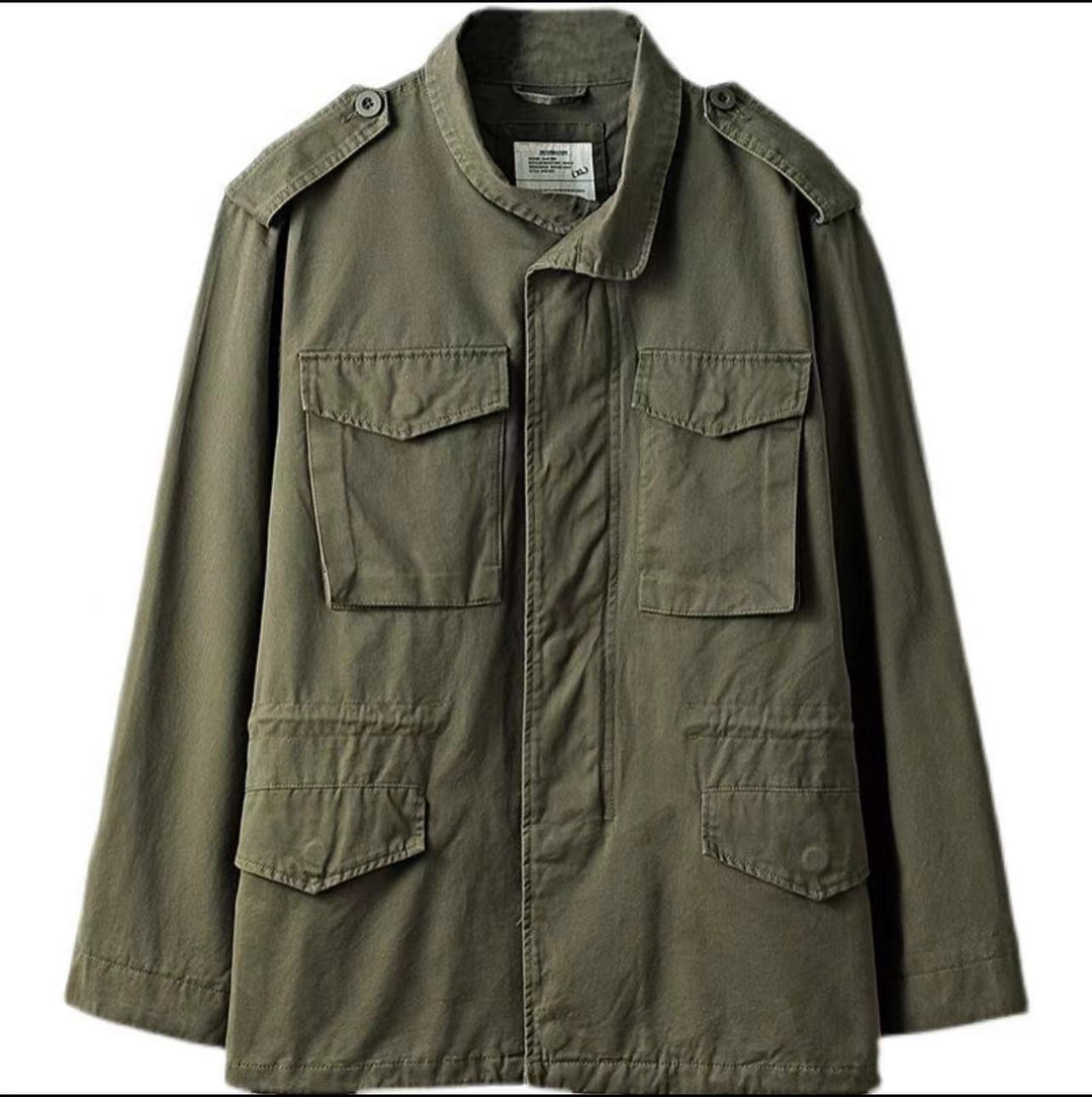 Men's lightweight cotton field jacket with patch pockets and shoulder epaulets Mune Fashion
