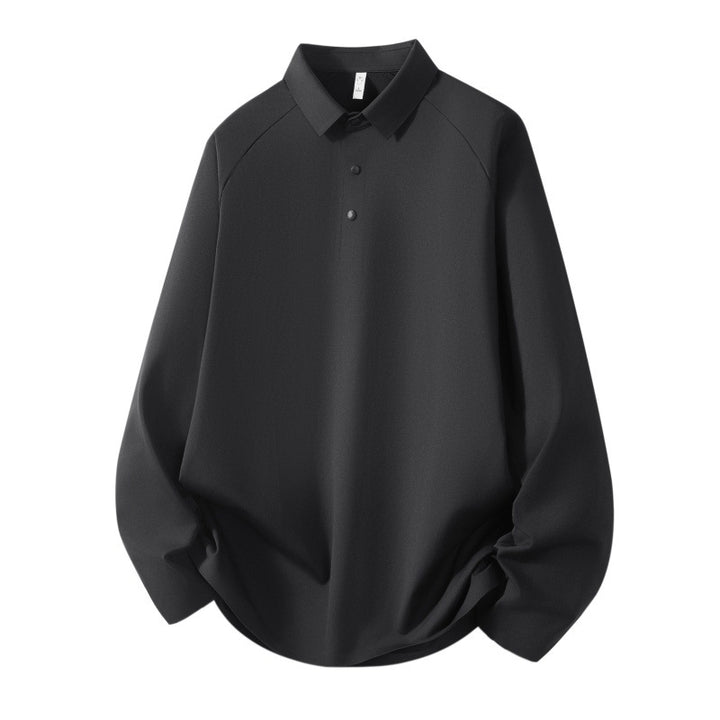 Men's Long Sleeve Polo Shirt made of technical stretch with shirt collar & half-button placket Mune Fashion