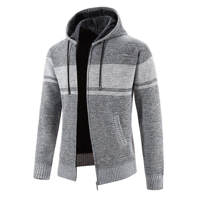 Men's padded knitted hoodie with teddy lining, full zipper and drawstring Mune Fashion