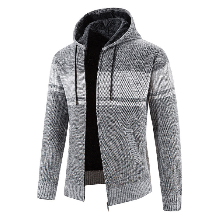 Men's padded knitted hoodie with teddy lining, full zipper and drawstring Mune Fashion