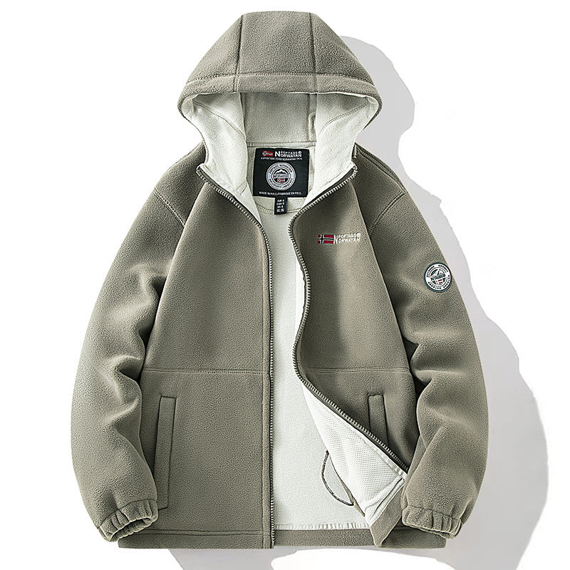 Unisex hooded fleece jacket with warming microfleece lining and zipper Mune Fashion
