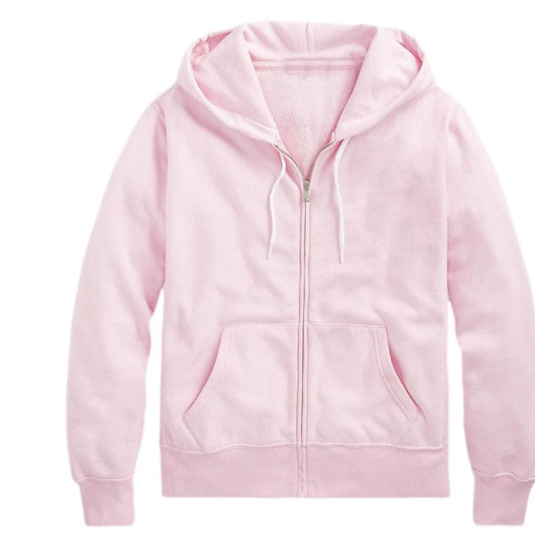 Women's casual zip hoodie jacket in boxy cut with dropped shoulders, hidden drawstring, and large kangaroo pockets Mune Fashion