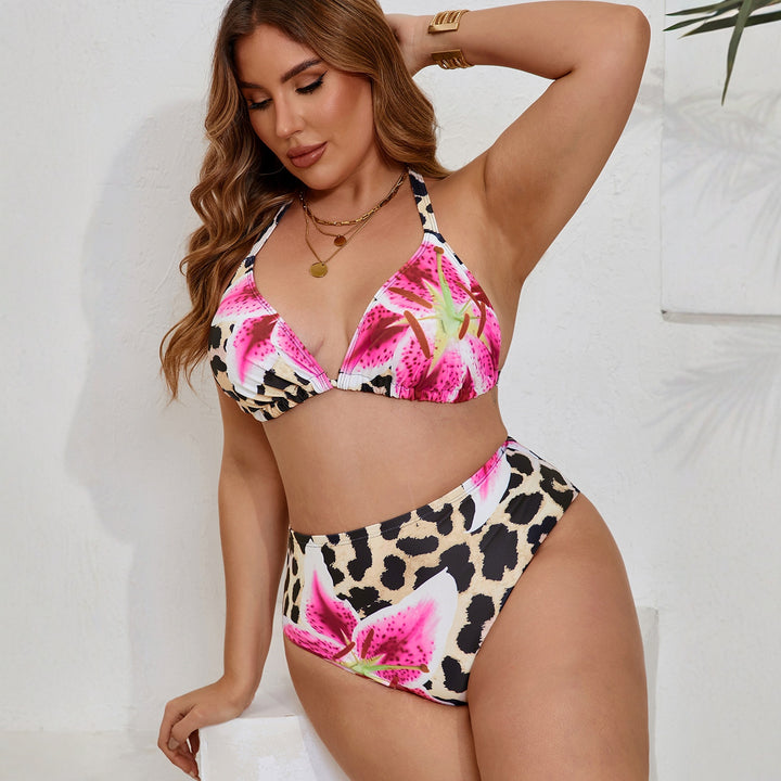 Women High-Cut Bikini with Floral Leopard Design Mune Fashion