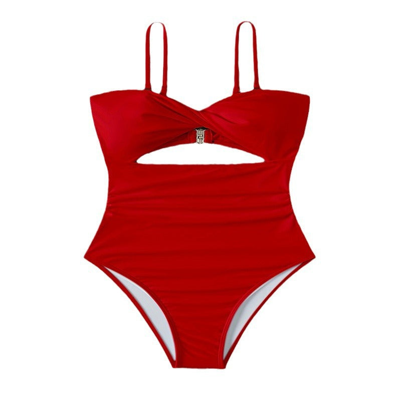 Women's One-Piece Swimsuit with Modern Cut-Outs and Adjustable Straps Mune Fashion