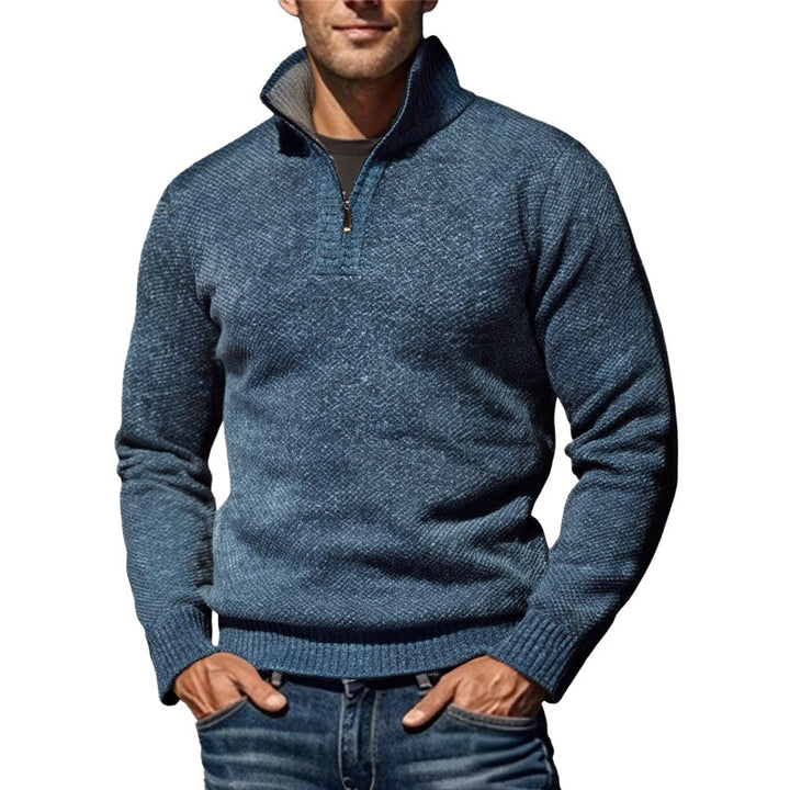 Men's coarse knitted sweater with half zipper and high stand-up collar Mune Fashion