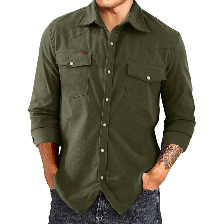Men's Casual Cotton Shirt with Check Pattern