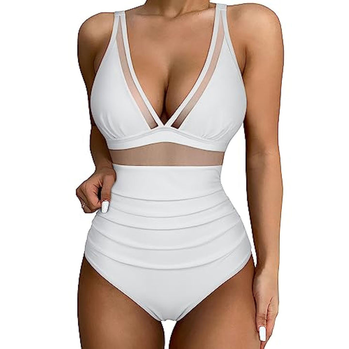 Women High-Cut Swimsuit with Transparent Inserts Mune Fashion