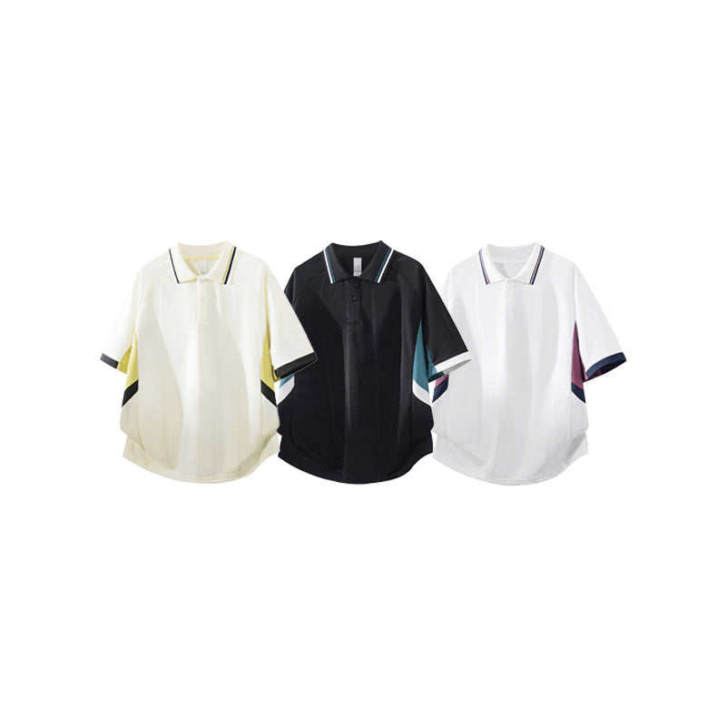 Unisex Boxy Oversize Polo Shirt made of technical functional jersey with contrast panels and raglan sleeves Drune