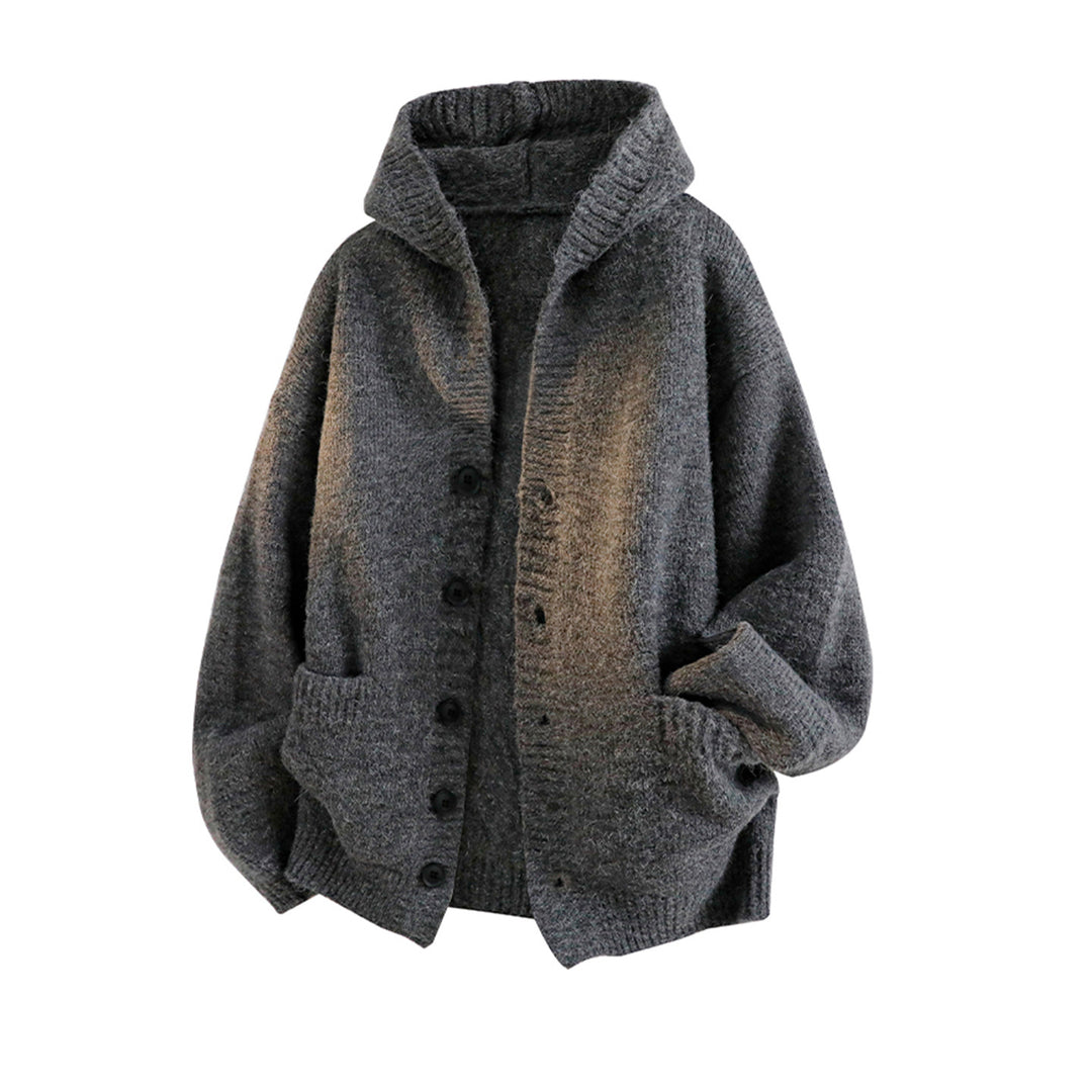 Women Cozy Cardigan with Hood and Buttons Mune Fashion