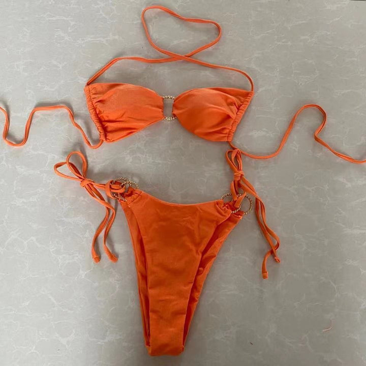 Women's Bandeau Bikini with Golden Accents Mune Fashion
