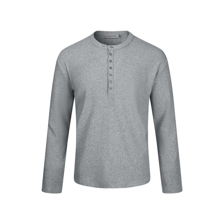 Men's Thermal Waffle Shirt with Henley Button Placket Mune Fashion