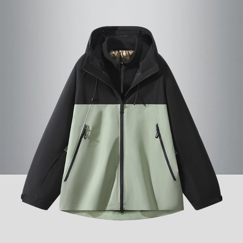 Men's Two-Tone Softshell Hybrid Jacket with Hood, Extended Back and Water-Resistant Zippers Mune Fashion