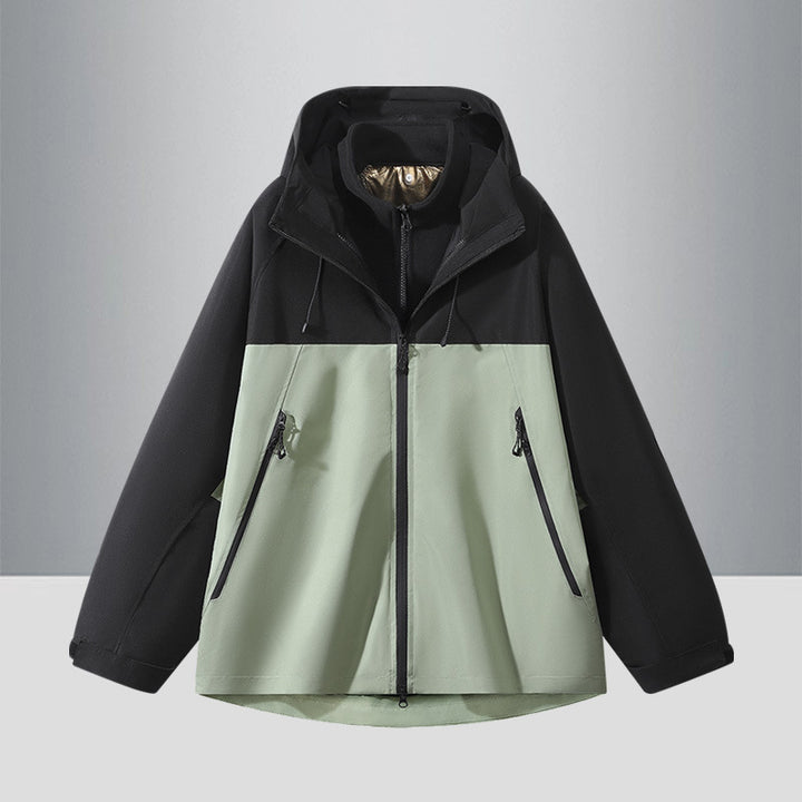 Men's Two-Tone Softshell Hybrid Jacket with Hood, Extended Back and Water-Resistant Zippers Mune Fashion