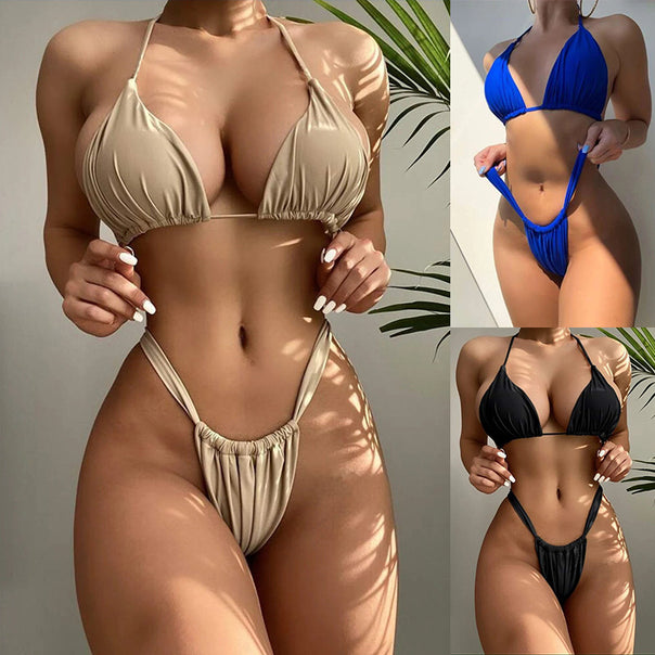 Women's Triangle Bikini Set with Ruffled Design Mune Fashion